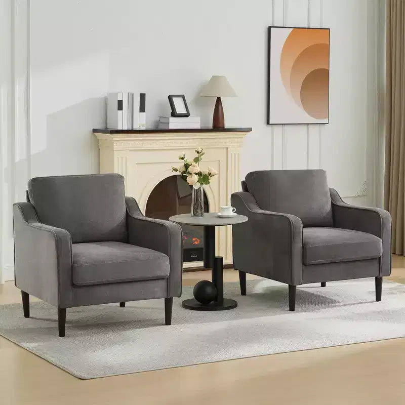 Sillón decorativo de mediados de siglo con respaldo alto y tapicería de lino