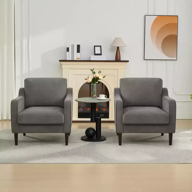 Sillón decorativo de mediados de siglo con respaldo alto y tapicería de lino