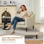 Sillón decorativo de mediados de siglo con respaldo alto y tapicería de lino