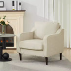 Sillón decorativo de mediados de siglo con respaldo alto y tapicería de lino