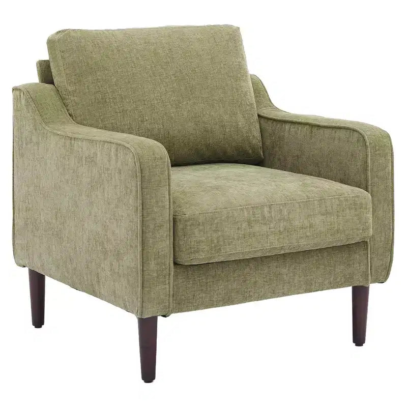 Sillón decorativo de mediados de siglo con respaldo alto y tapicería de lino
