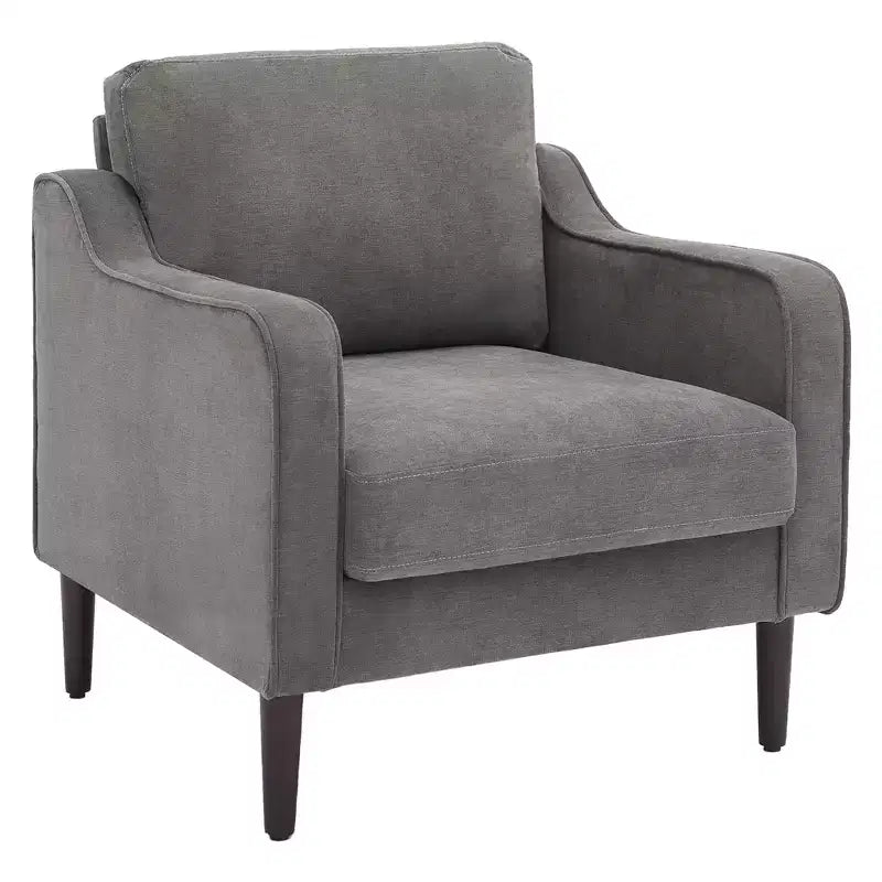 Sillón decorativo de mediados de siglo con respaldo alto y tapicería de lino