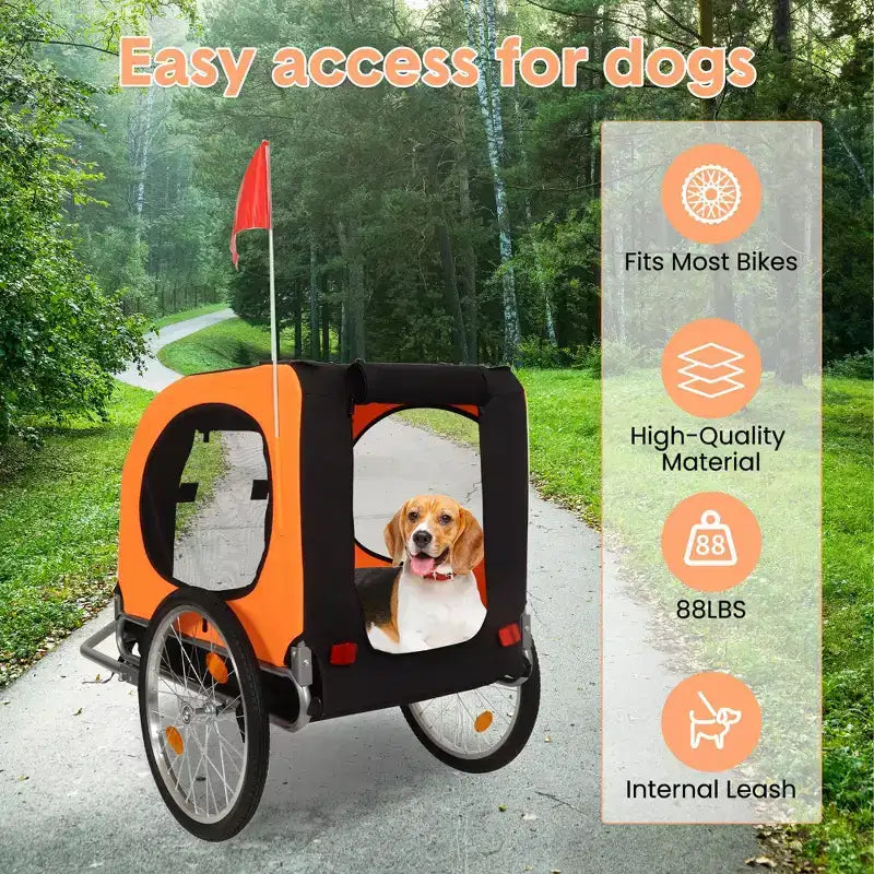 Remolque de bicicleta y cochecito de footing para perros medianos a grandes