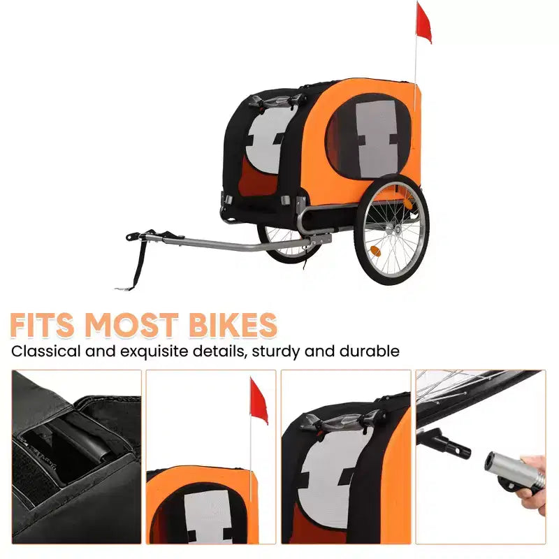 Remolque de bicicleta y cochecito de footing para perros medianos a grandes