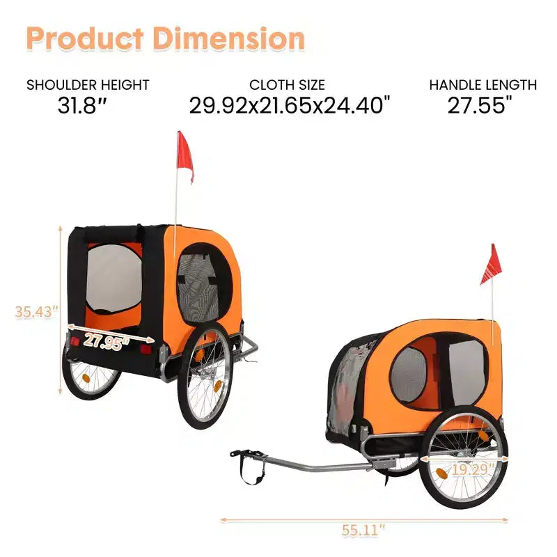 Remolque de bicicleta y cochecito de footing para perros medianos a grandes