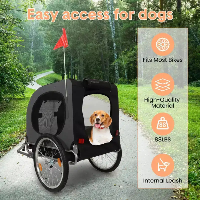 Remolque de bicicleta y cochecito de footing para perros medianos a grandes