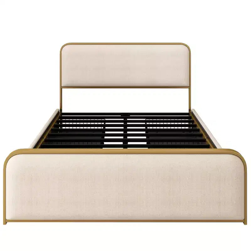 Cama Moderna Tapizada con Plataforma y 4 Cajones de Almacenamiento