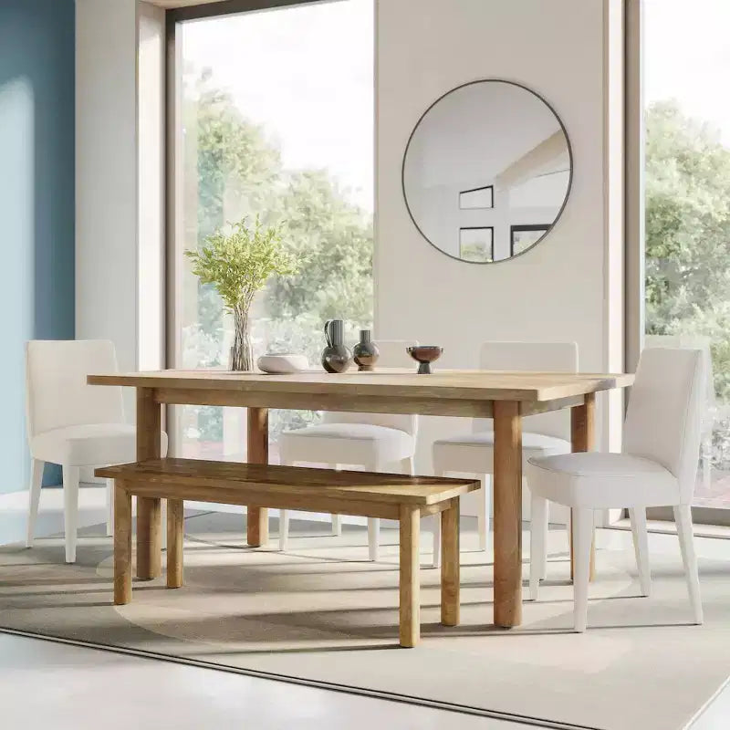 Banco de comedor de madera maciza de mango de 50 pulg. con patas torneadas