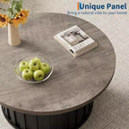 Mesa de centro redonda estriada de 31.9 pulgadas con tapa de MDF y base de metal
