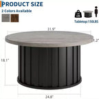 Mesa de centro redonda estriada de 31.9 pulgadas con tapa de MDF y base de metal