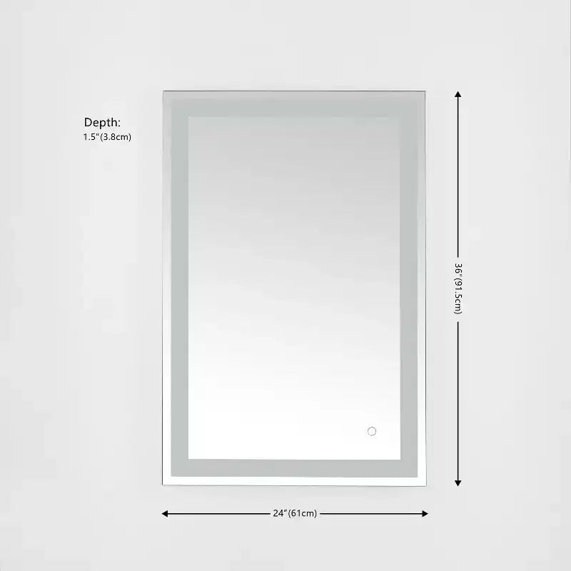 Espejo rectangular LED de 24 x 36 pulgadas con marco de aluminio