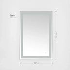 Espejo rectangular LED de 24 x 36 pulgadas con marco de aluminio