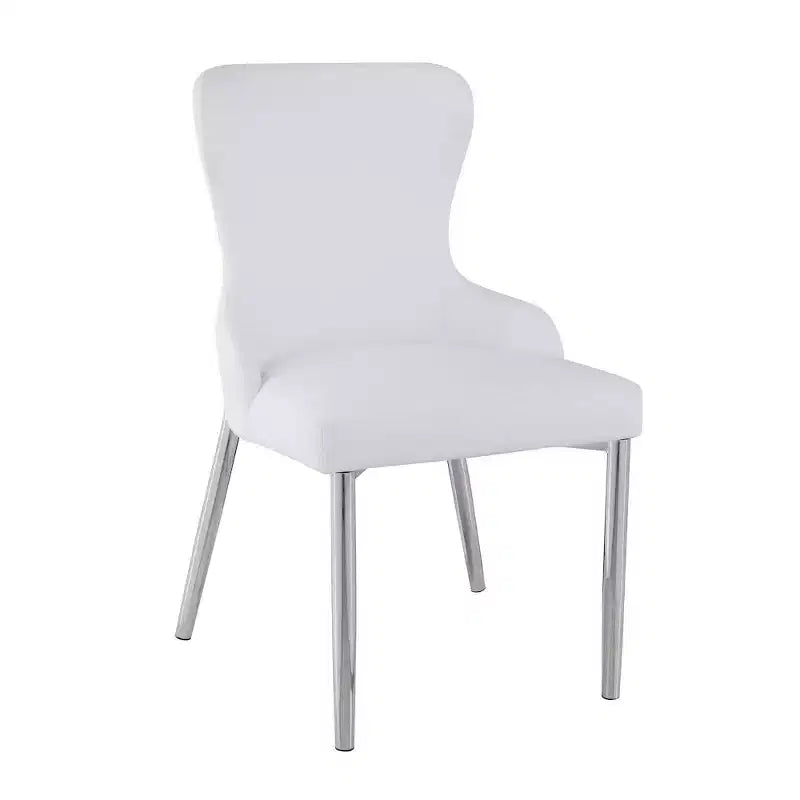 Silla lateral con respaldo de ala y tapicería de piel sintética, juego de 2