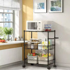 Utility Cart, 600LBS Heavy Duty 3 Tier Rolling Cart - Commercial Grade Wire Shelving, 360 Casters (Kitchen/Restaurant/Office)