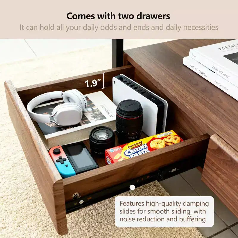 Mesa de centro de madera de 47.2 pulgadas con cajones de almacenamiento