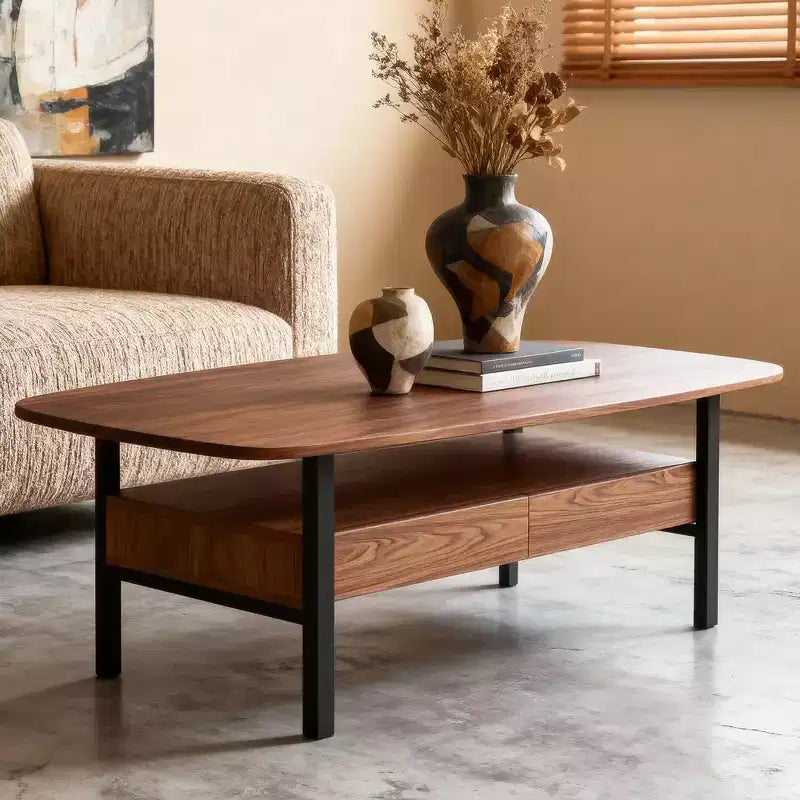 Mesa de centro de madera de 47.2 pulgadas con cajones de almacenamiento