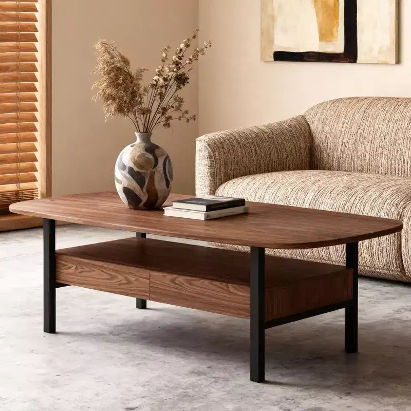 Mesa de centro de madera de 47.2 pulgadas con cajones de almacenamiento