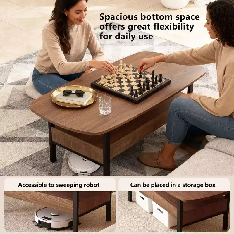 Mesa de centro de madera de 47.2 pulgadas con cajones de almacenamiento