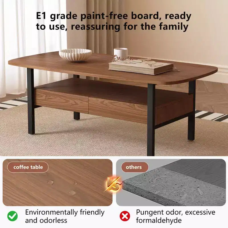 Mesa de centro de madera de 47.2 pulgadas con cajones de almacenamiento