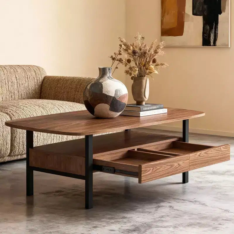 Mesa de centro de madera de 47.2 pulgadas con cajones de almacenamiento
