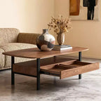 Mesa de centro de madera de 47.2 pulgadas con cajones de almacenamiento