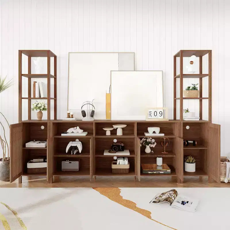 Mueble de TV de 3 piezas con libreros, para televisores de hasta 70 pulgadas
