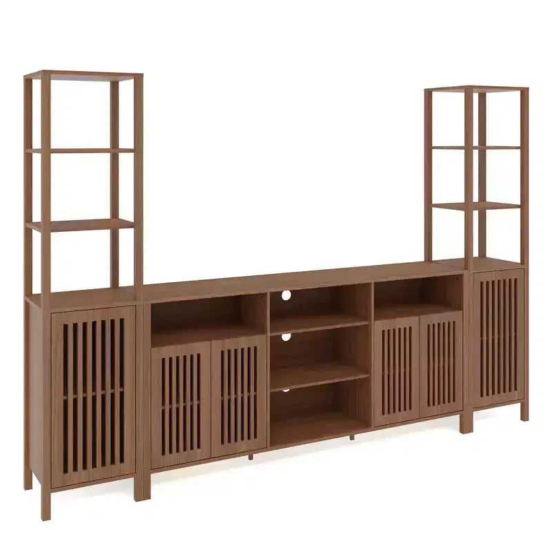 Mueble de TV de 3 piezas con libreros, para televisores de hasta 70 pulgadas