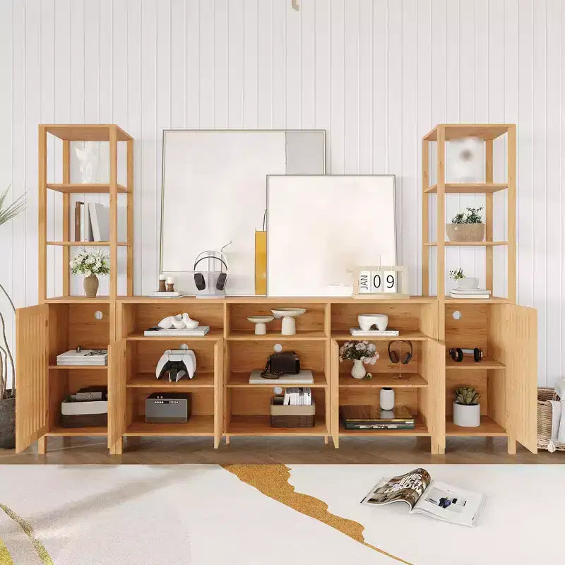 Mueble de TV de 3 piezas con libreros, para televisores de hasta 70 pulgadas