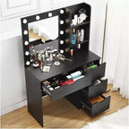 Tocador de maquillaje con 4 cajones y 2 estantes abiertos