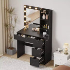 Tocador de maquillaje con 4 cajones y 2 estantes abiertos