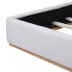 Base de cama con respaldo de ala tapizada en bouclé moderno