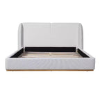 Base de cama con respaldo de ala tapizada en bouclé moderno