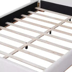 Base de cama con respaldo de ala tapizada en bouclé moderno