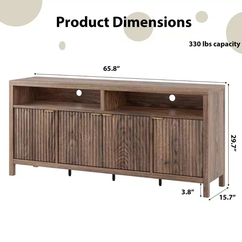 Aparador con almacenamiento de 65,8 pulgadas y 4 puertas, gabinete de almacenamiento de madera para comedor, sala de estar y entrada