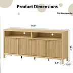 Aparador con almacenamiento de 65,8 pulgadas y 4 puertas, gabinete de almacenamiento de madera para comedor, sala de estar y entrada