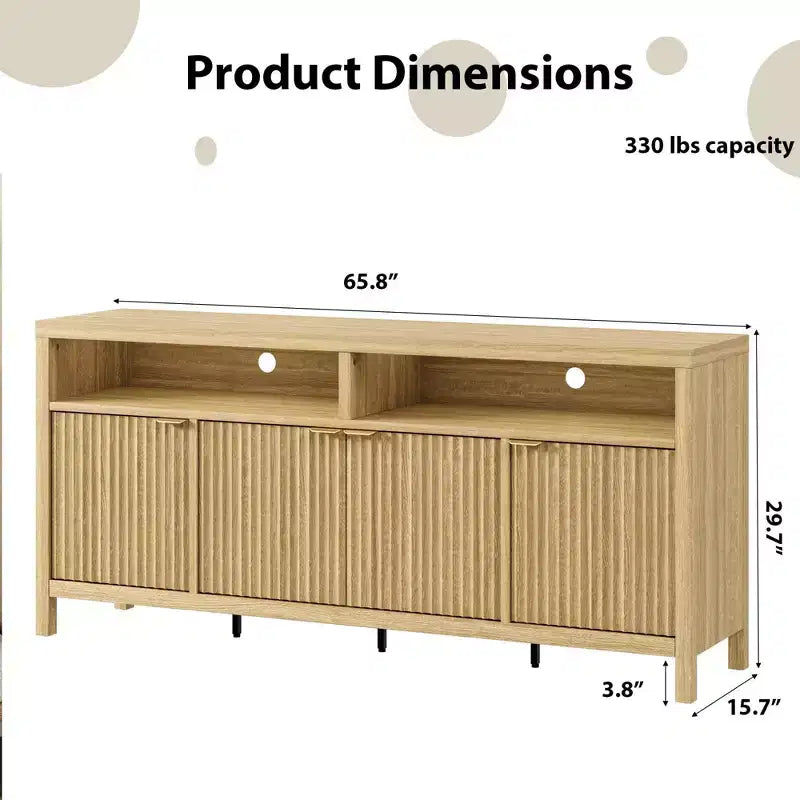 Aparador con almacenamiento de 65,8 pulgadas y 4 puertas, gabinete de almacenamiento de madera para comedor, sala de estar y entrada
