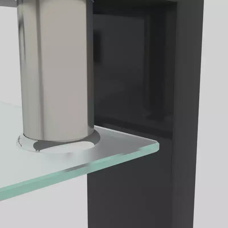 Mesa de centro rectangular moderna de cristal templado y hierro con estante