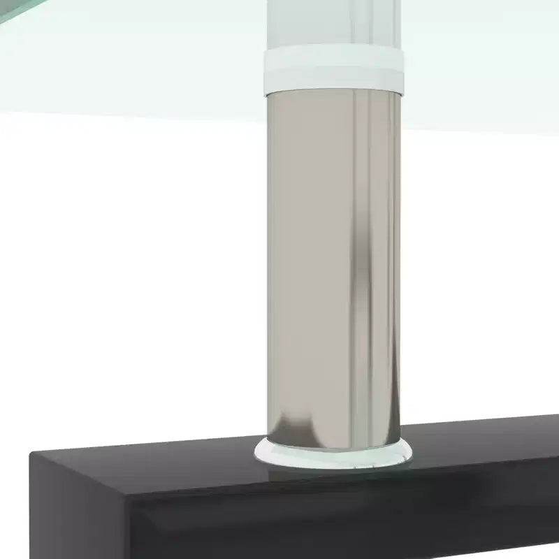 Mesa de centro rectangular moderna de cristal templado y hierro con estante