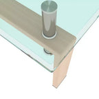 Mesa de centro rectangular moderna de cristal templado y hierro con estante