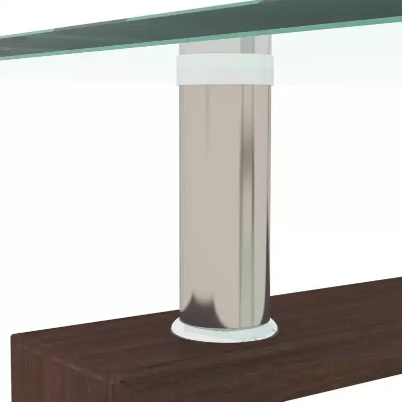 Mesa de centro rectangular moderna de cristal templado y hierro con estante