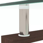Mesa de centro rectangular moderna de cristal templado y hierro con estante