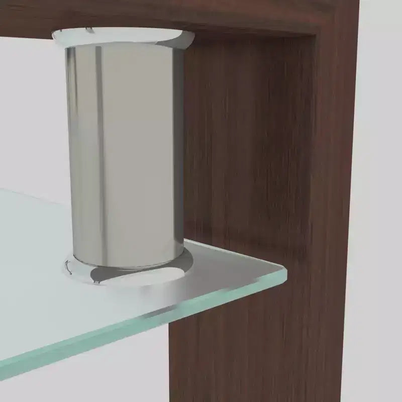 Mesa de centro rectangular moderna de cristal templado y hierro con estante