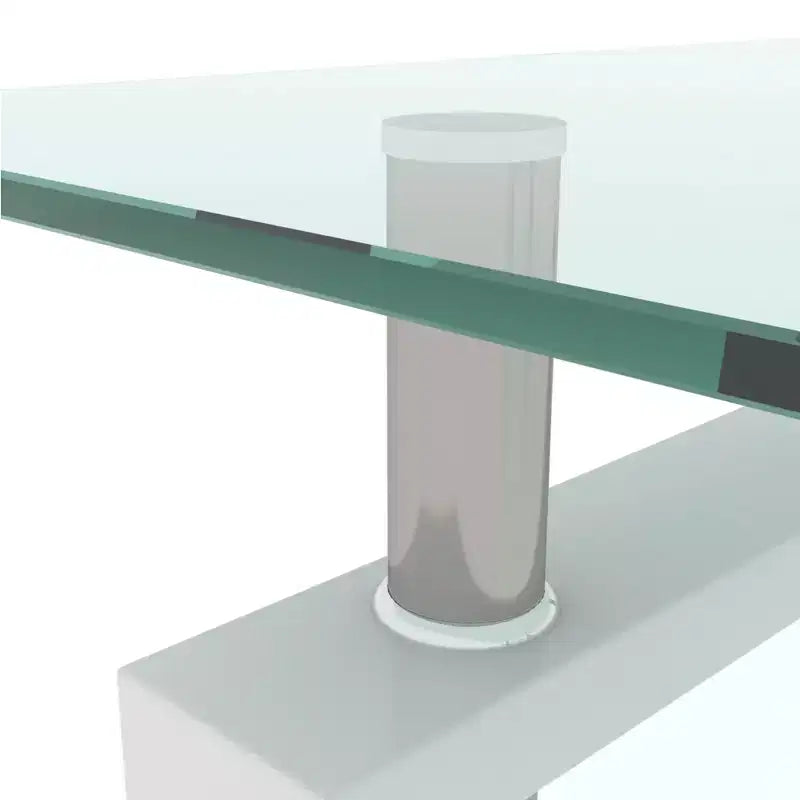 Mesa de centro rectangular moderna de cristal templado y hierro con estante