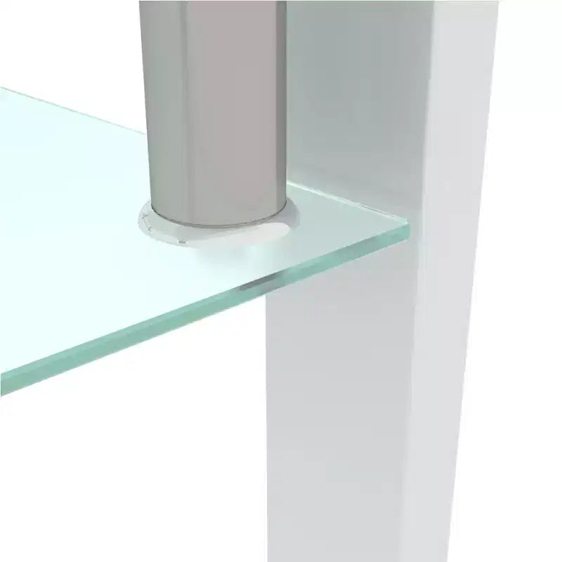 Mesa de centro rectangular moderna de cristal templado y hierro con estante