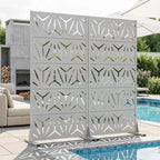 Divisor de habitación de acero galvanizado gris de 5 paneles, 59" x 30" x 16", biombo decorativo de doble cara