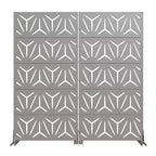 Divisor de habitación de acero galvanizado gris de 5 paneles, 59" x 30" x 16", biombo decorativo de doble cara