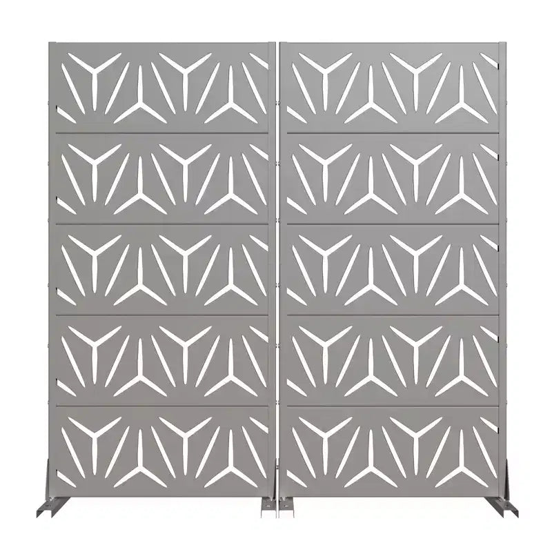 Divisor de habitación de acero galvanizado gris de 5 paneles, 59" x 30" x 16", biombo decorativo de doble cara