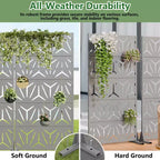 Divisor de habitación de acero galvanizado gris de 5 paneles, 59" x 30" x 16", biombo decorativo de doble cara