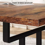 Mesa de comedor rectangular con estructura de metal y tablero de madera, para 6 personas