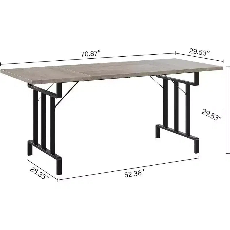 Mesa de comedor rectangular con estructura de metal y tablero de madera, para 6 personas